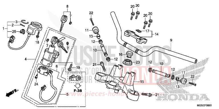 ROHRGRIFF/OBERE BRUECKE von NC700S Schaltgetriebe PEARL SUNBEAM WHITE (NHA66) von 2013